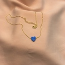 Kalp Mavi Opal Taşlı Altın Kaplama Gümüş Kolye